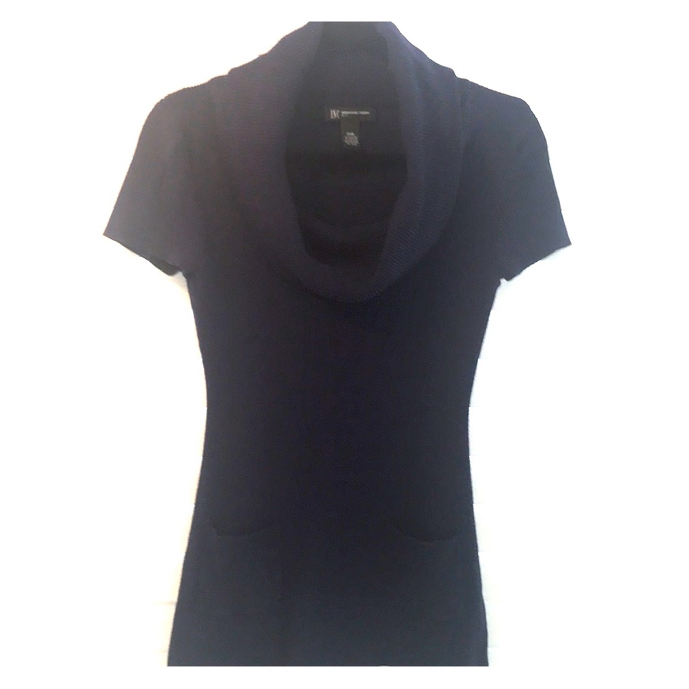 INC Blue Cowl Neck Short Sleeved Sweater